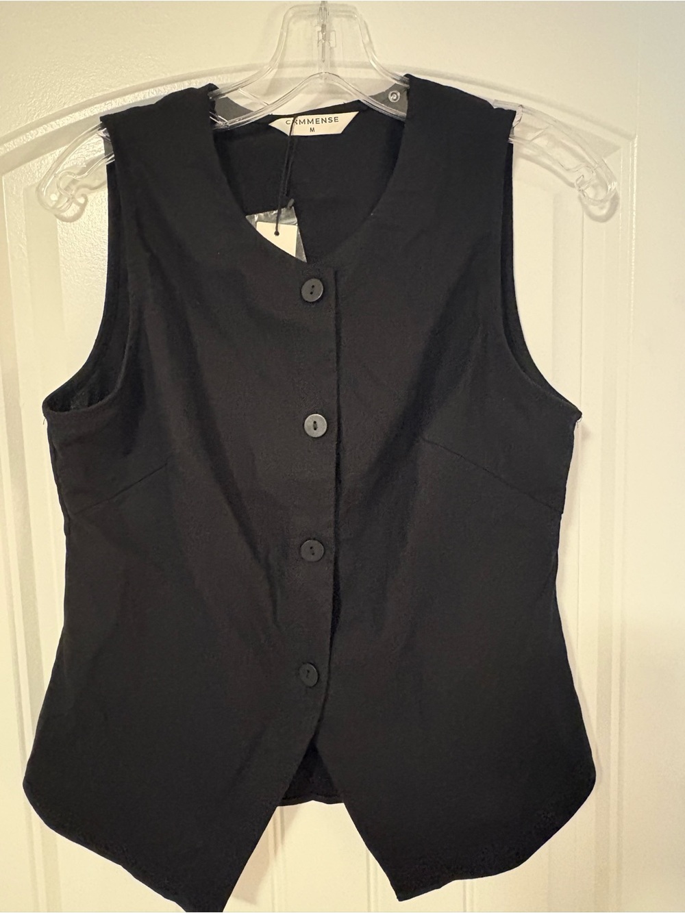 Commense Black Button-Front Sleeveless Vest Top Brand New with Tags